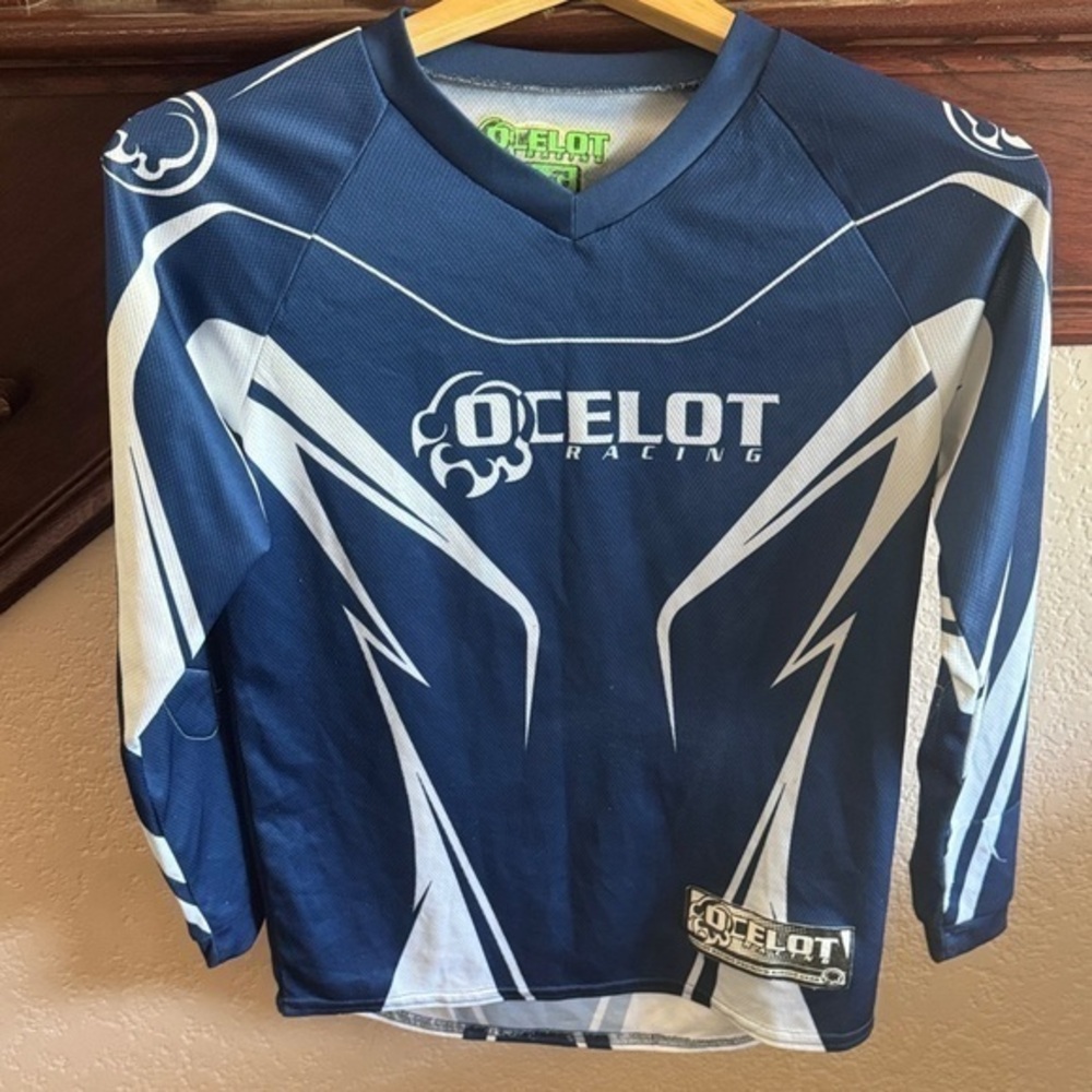 OCELOT Racing Kids Size Large Youth Blue Long Sleeve Jersey Moto Racing Shirt